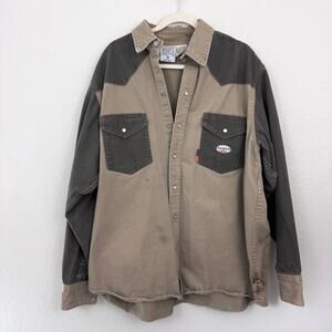 Rasco FR Men Chore Canvas Work Shirt Jacket Size 3XL Flame Resistant Khaki Green
